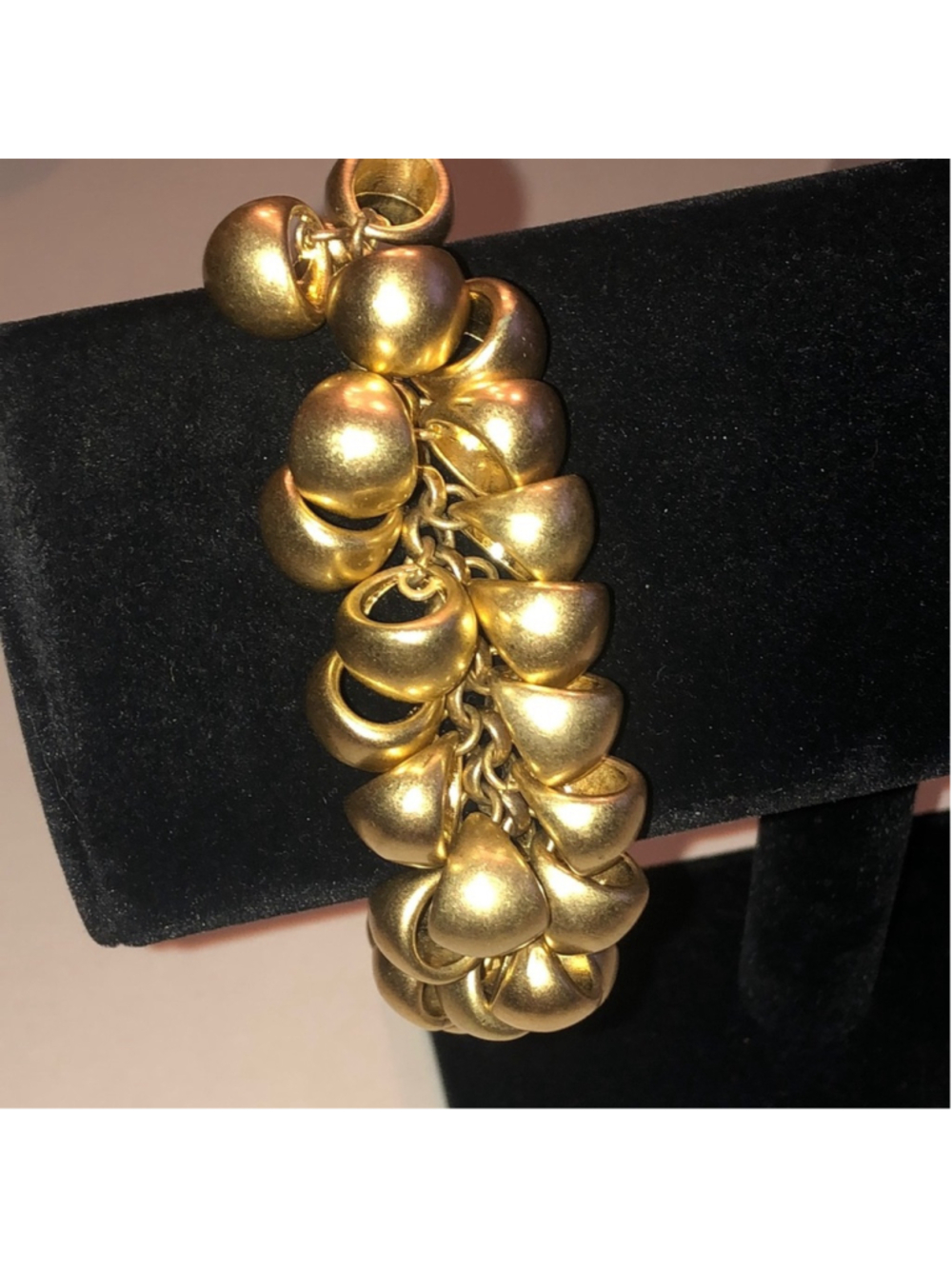 Satin Soft Gold Tone Chain Link Chunky Retro Bracelet